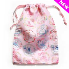 FN031 半メッシュ巾着 PF(ピンク・フラワー)